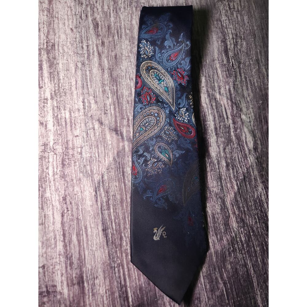 Don Roper Beverly Hills Paisley Blue‎ Polyester Silk USA Tie